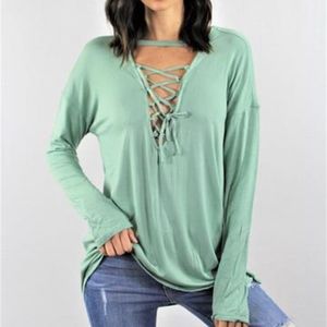 NEW Long Sleeve Lace-Up Tee
